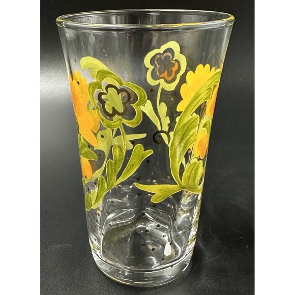 Vintage Hand-Painted Floral Juice Glasses made in Japan Orange Green Gold Dots - Picture 11 of 11